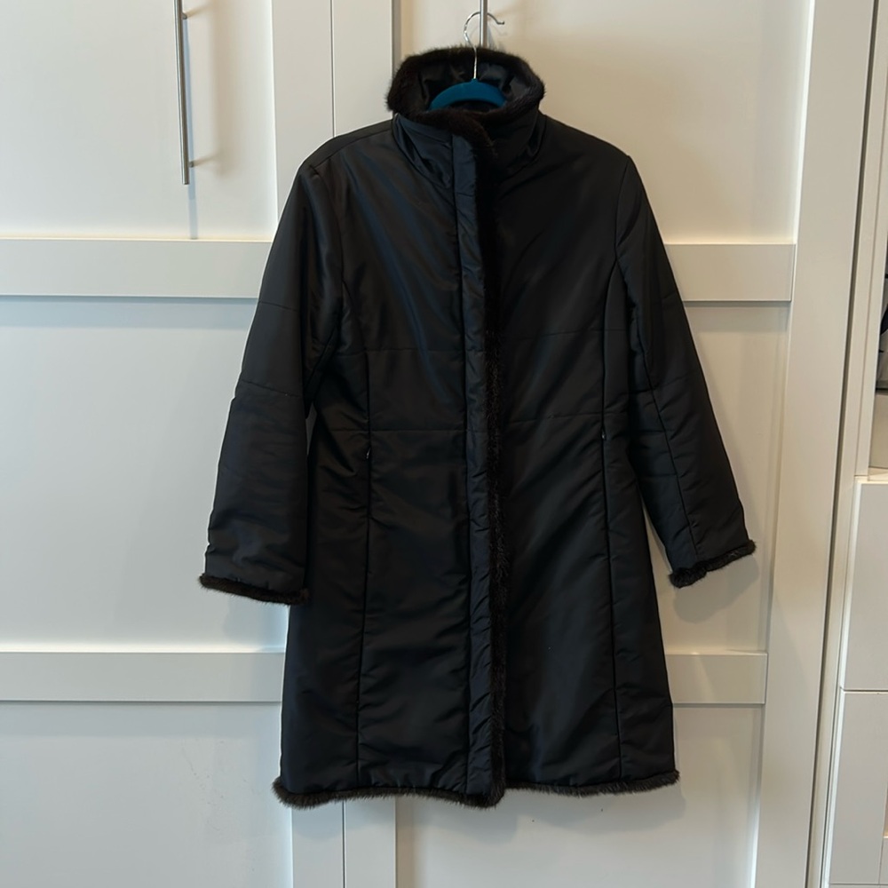 Andrew Marc mink trim winter coat